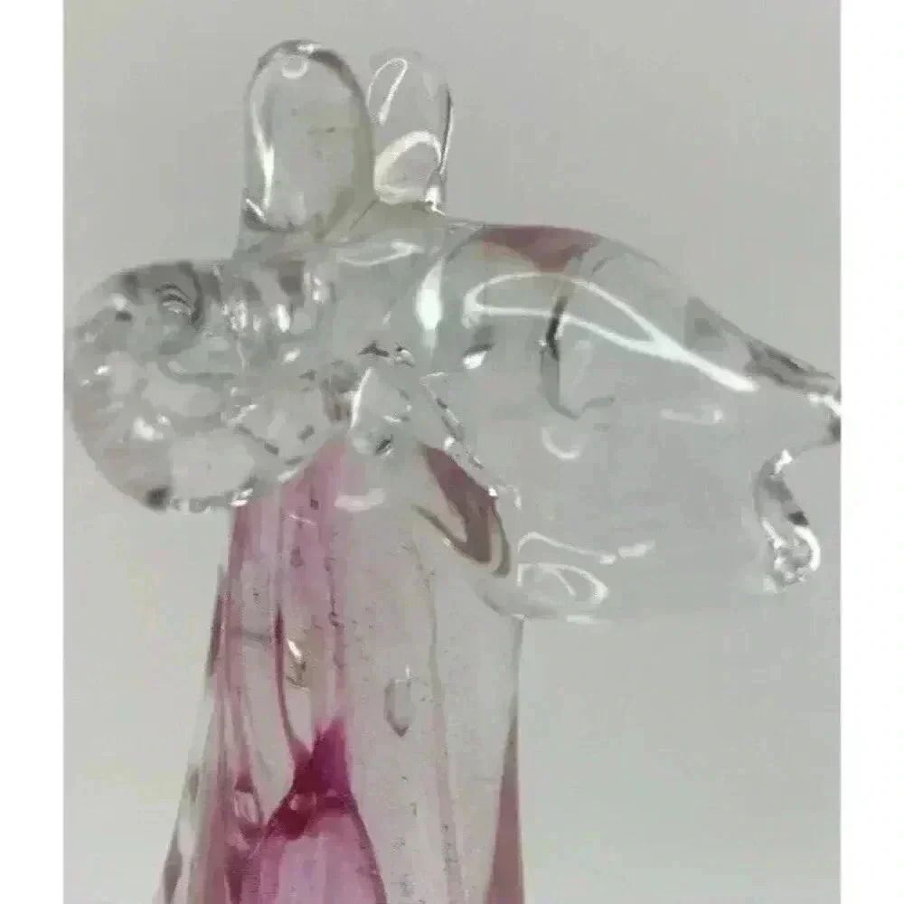 Giraffe Art Glass Paperweight 6" Pink Swirl Figurine Safari Baby Standing - Picture 4 of 8